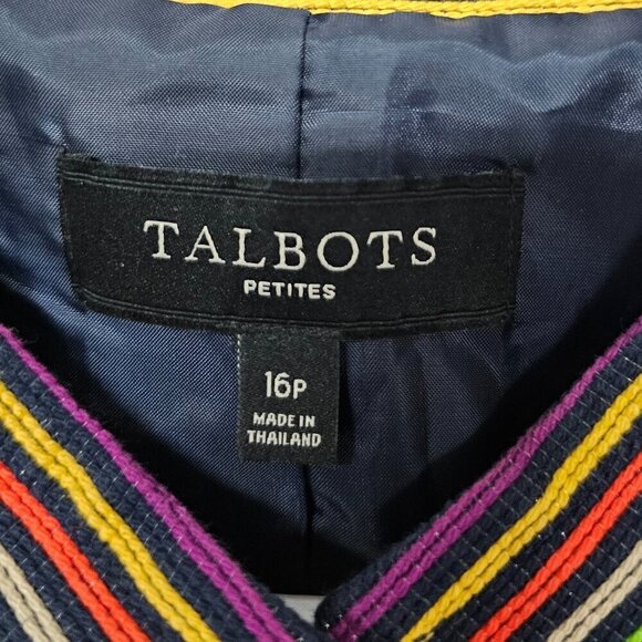 Talbots Blazer Purple Orange Striped Single Breasted Striped Retro 16P - Picture 9 of 11
